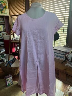 FLAX by Jeanne Engelhart Pink Linen Tunic Dress medium